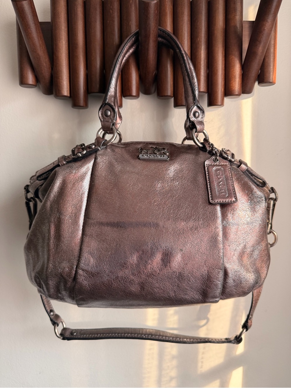 Coach Metallic Bronze Leather Satchel